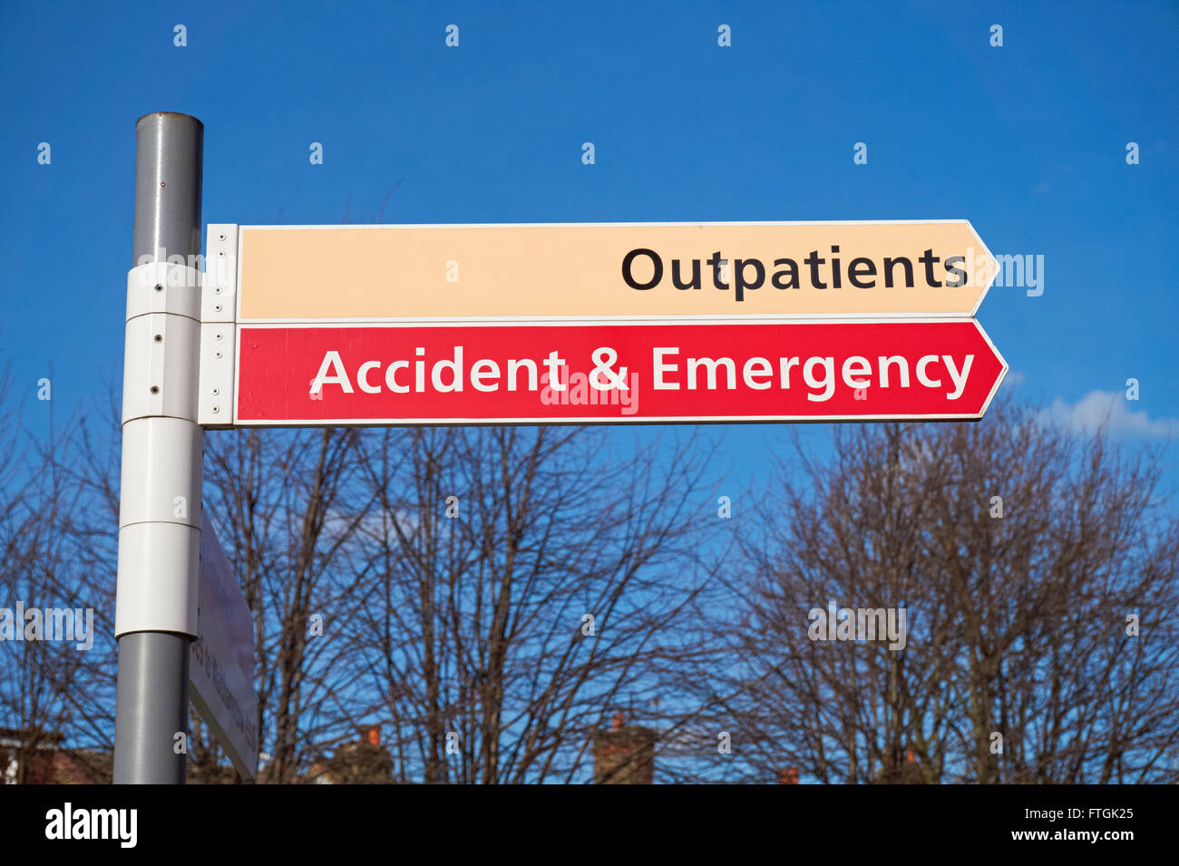 Accident and Emergency direction sign at Whipps Cross University Hospital, London England United Kingdom UK Stock Photo