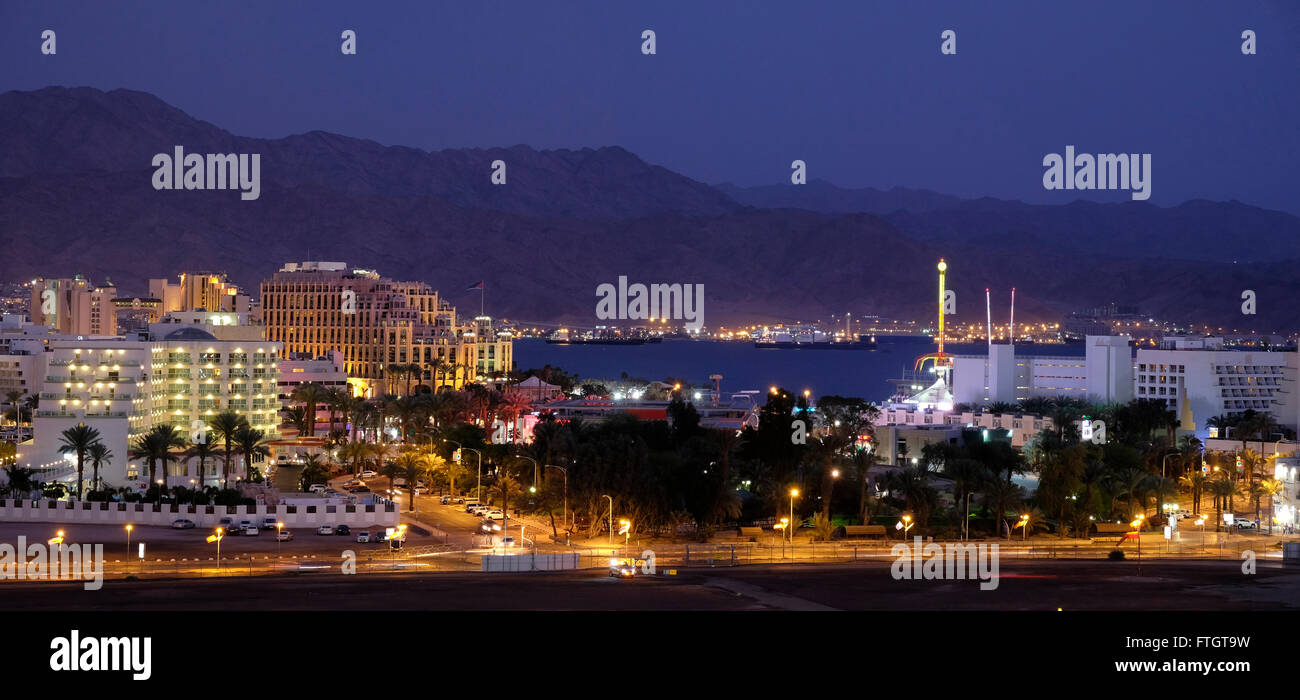 General view of the city of Eilat located at the northern tip of the ...
