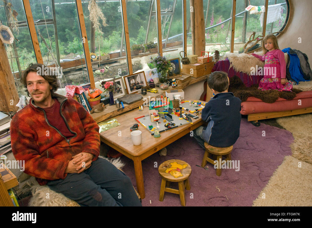 Lammas eco village at Tir Y Gafel,Pembrokeshire,Wales,UK, showing the home of the Dale family of