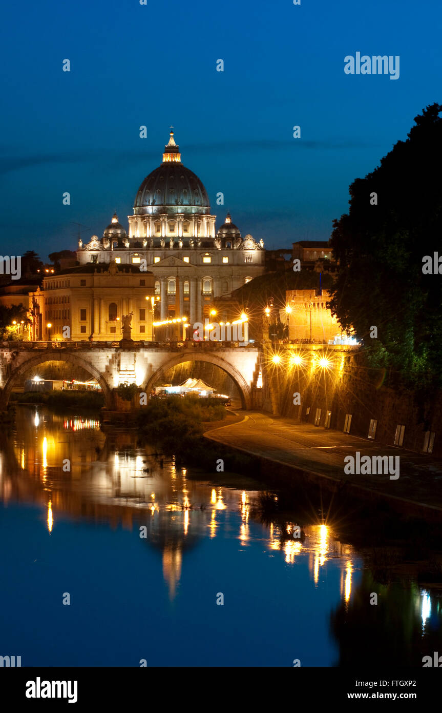 Italy, Lazio, Rome, Tevere River, Vatican, Saint Peter Basilica, Dome Stock Photo