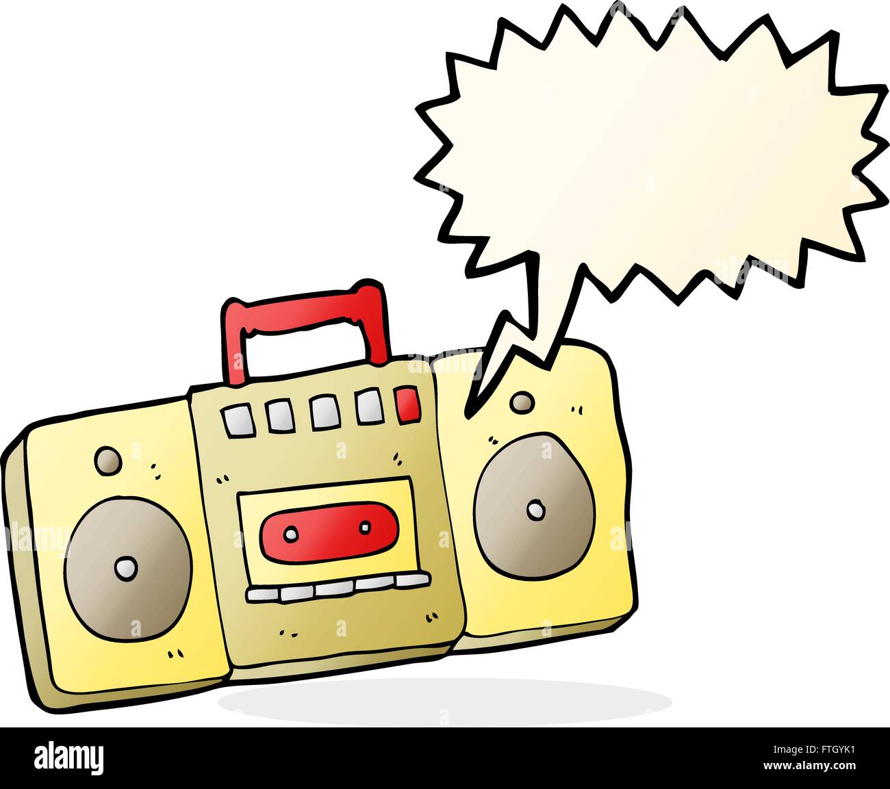 cartoon radio cassette player with speech bubble Stock Vector Image