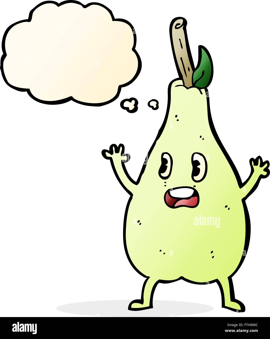 cartoon frightened pear with thought bubble Stock Vector Image & Art ...