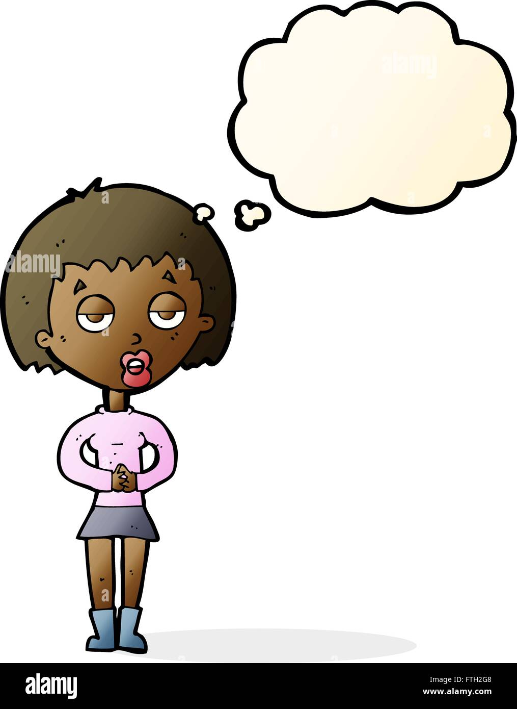 cartoon bored woman waiting with thought bubble Stock Vector Image ...