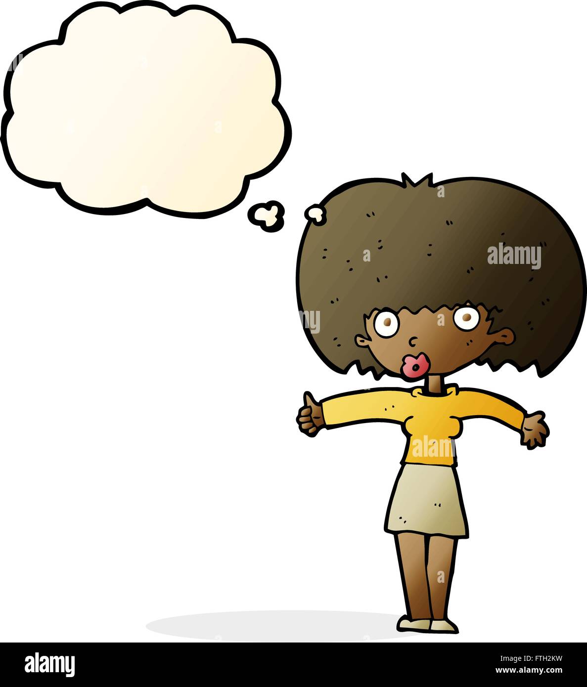 cartoon woman giving thumbs up symbol with thought bubble Stock Vector ...