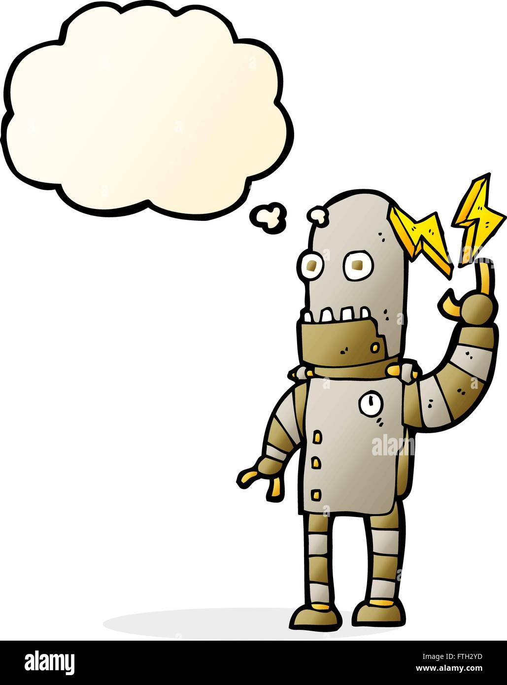 cartoon old robot with thought bubble Stock Vector Image & Art - Alamy