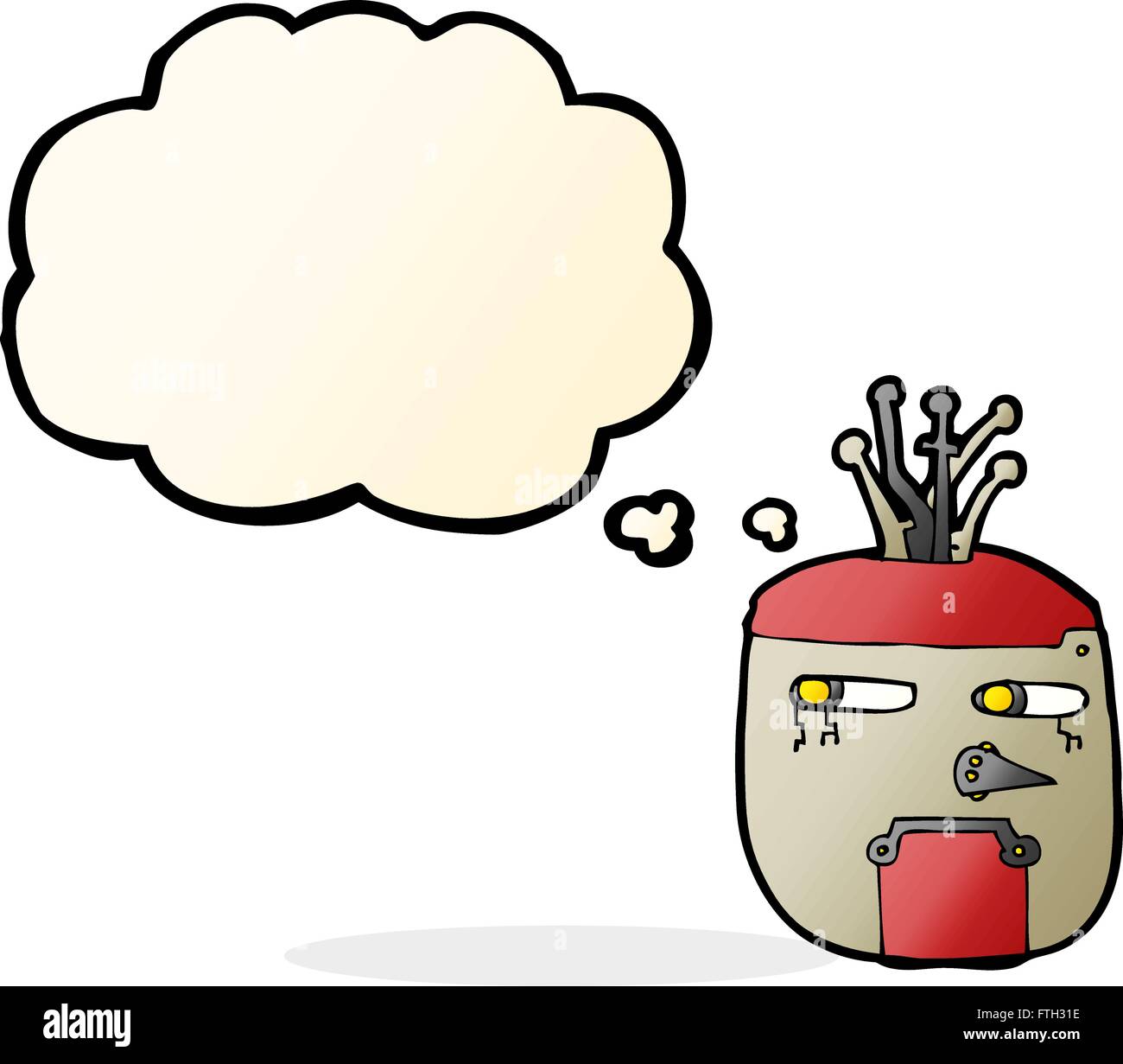 cartoon robot head with thought bubble Stock Vector Image & Art - Alamy