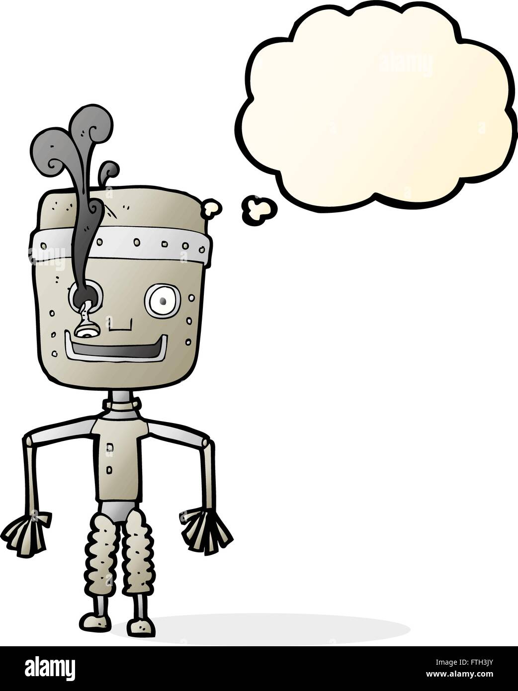 cartoon malfunctioning robot with thought bubble Stock Vector Image ...