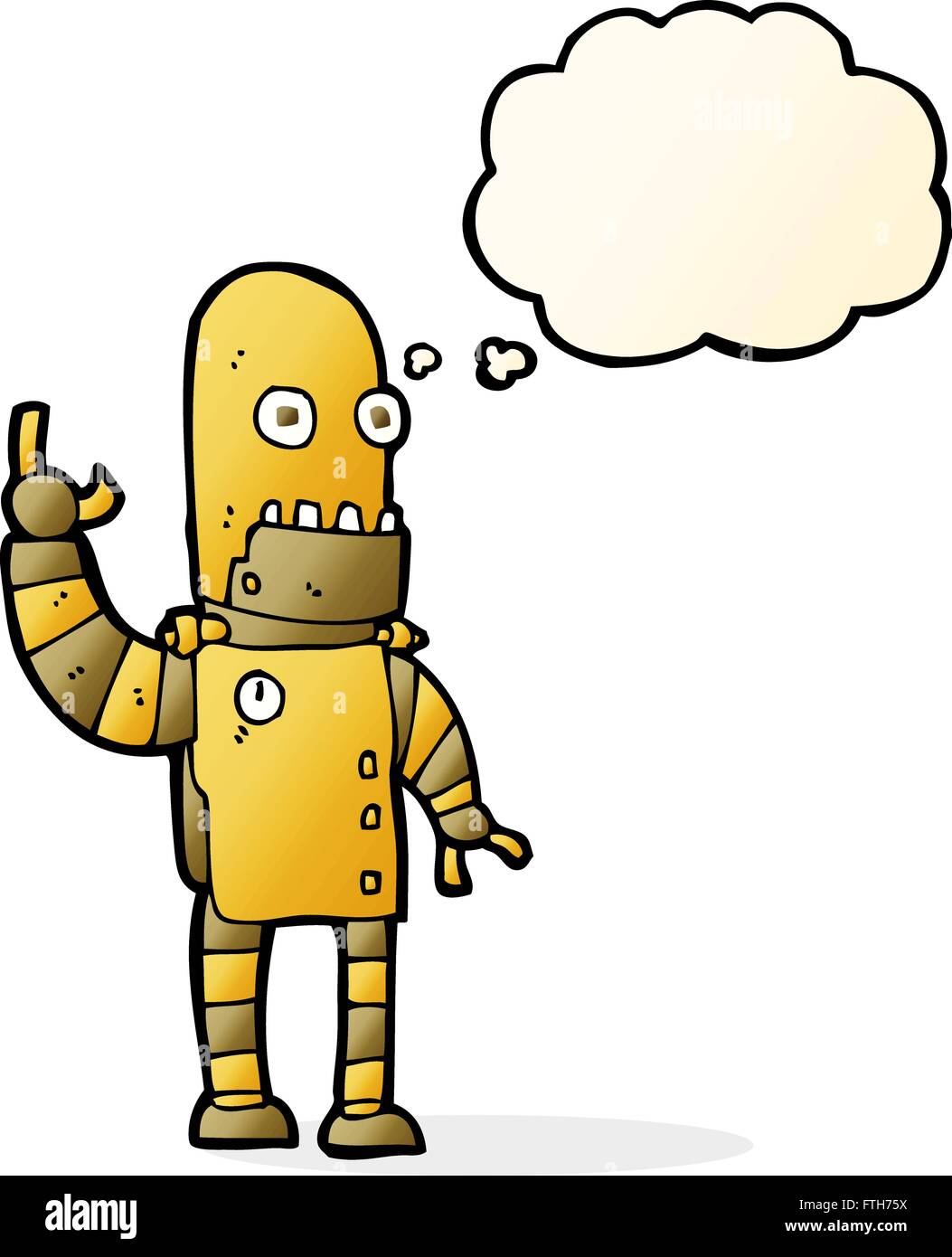 cartoon waving gold robot with thought bubble Stock Vector Image & Art ...