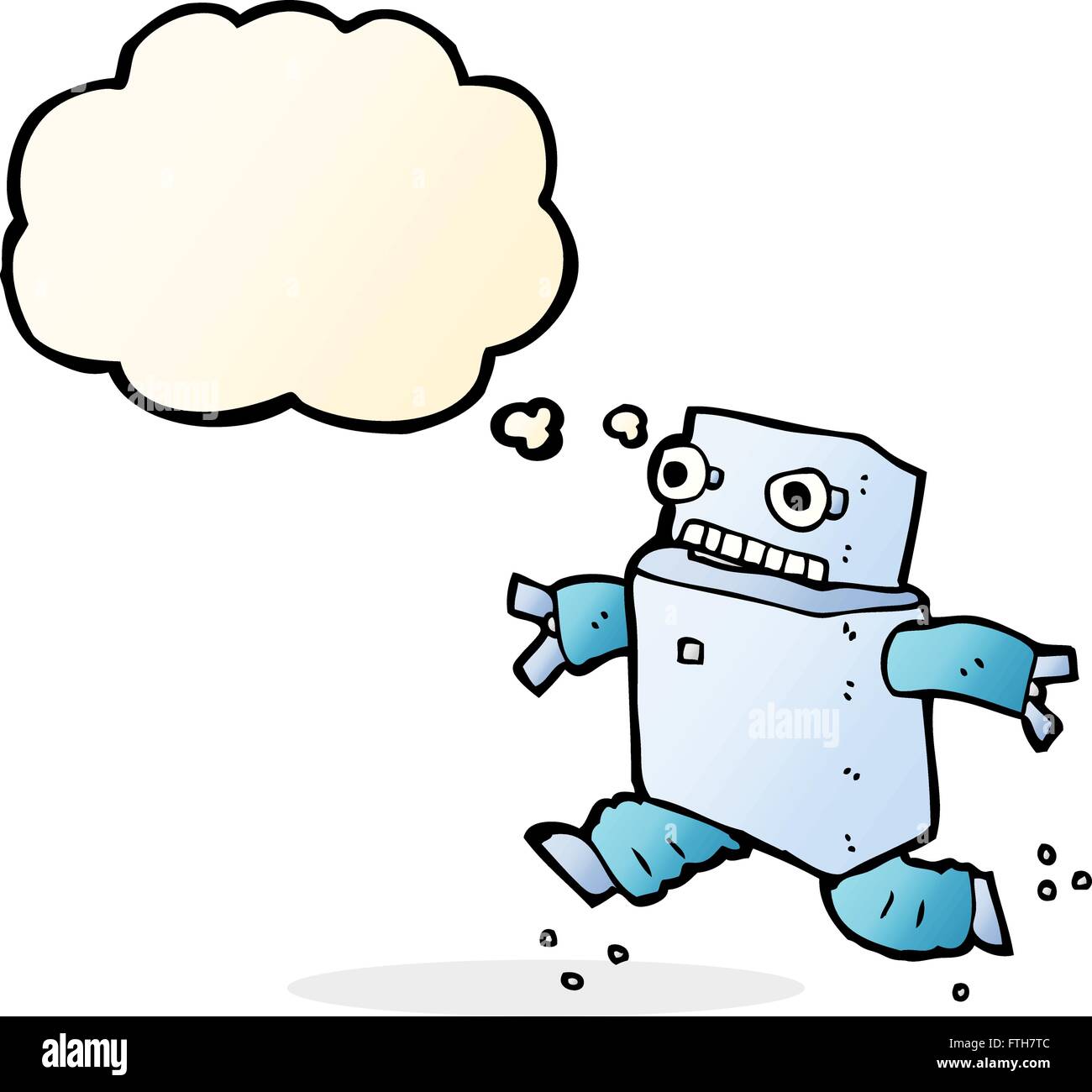 cartoon running robot with thought bubble Stock Vector Image & Art - Alamy