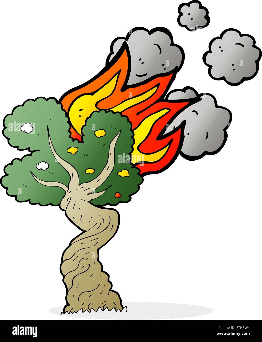 Freehand drawn cartoon burning tree hires stock photography and images