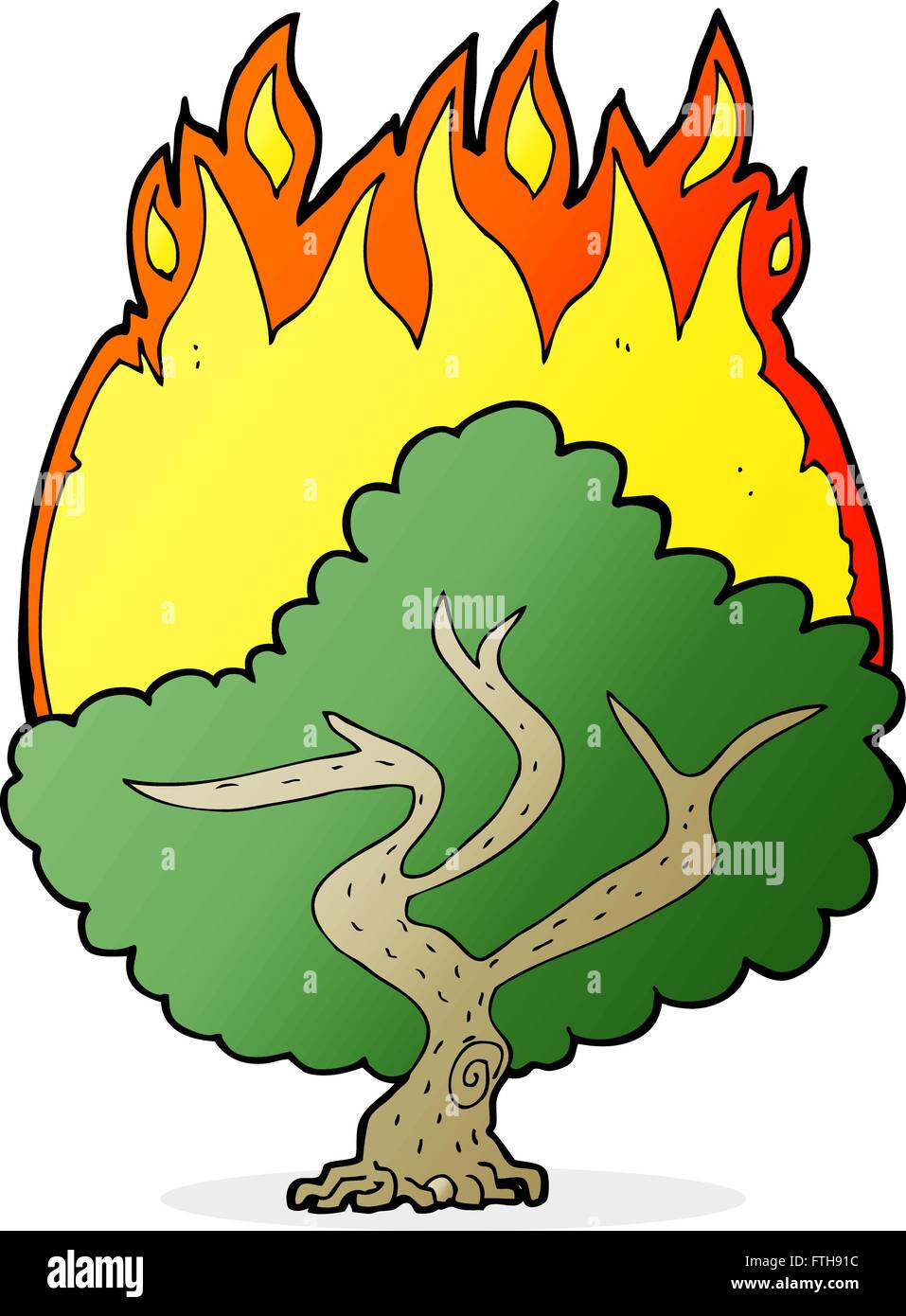 cartoon burning tree Stock Vector