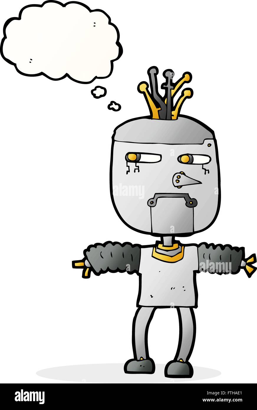cartoon robot with thought bubble Stock Vector Image & Art - Alamy