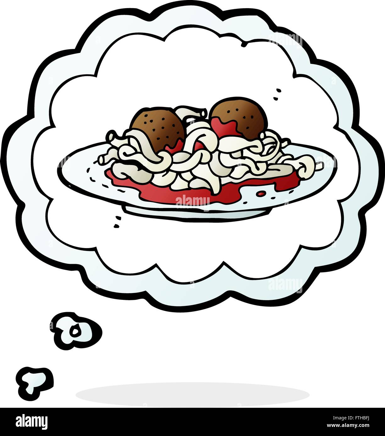cartoon spaghetti and meatballs with thought bubble Stock Vector Image