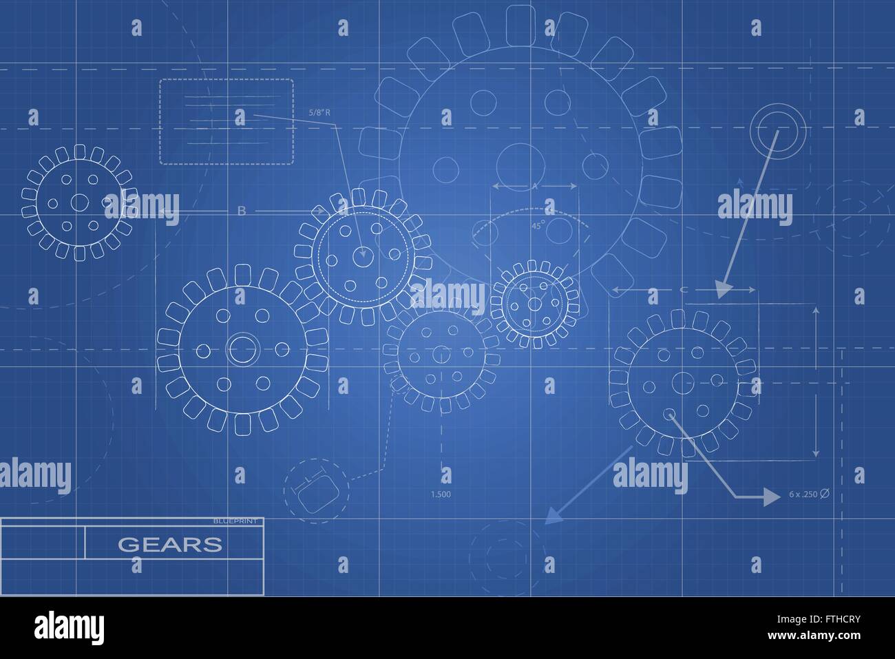 Blueprint Gear Illustration Stock Vector Image & Art - Alamy