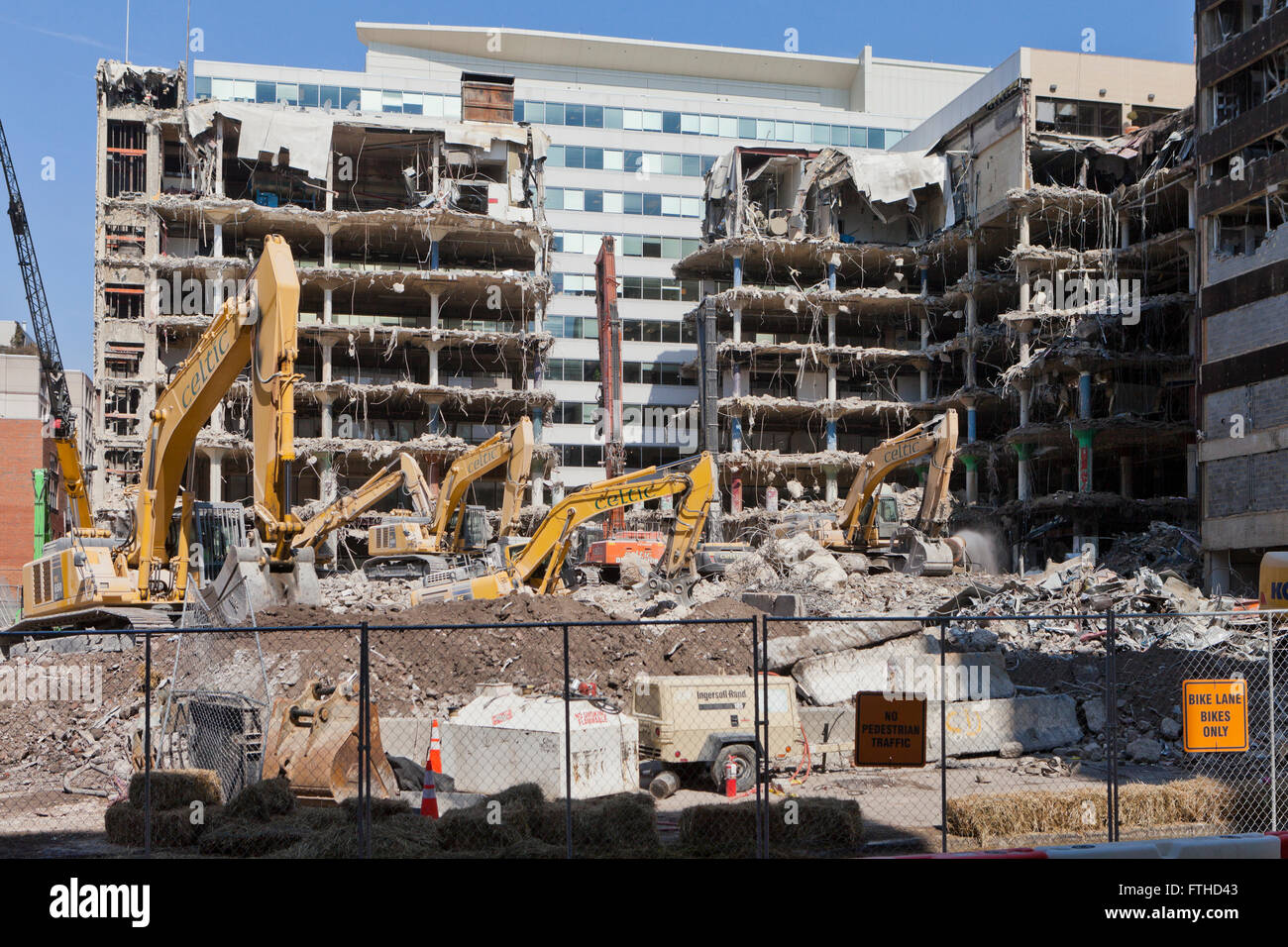 Commercial office building demolition site - Washington, DC USA Stock Photo