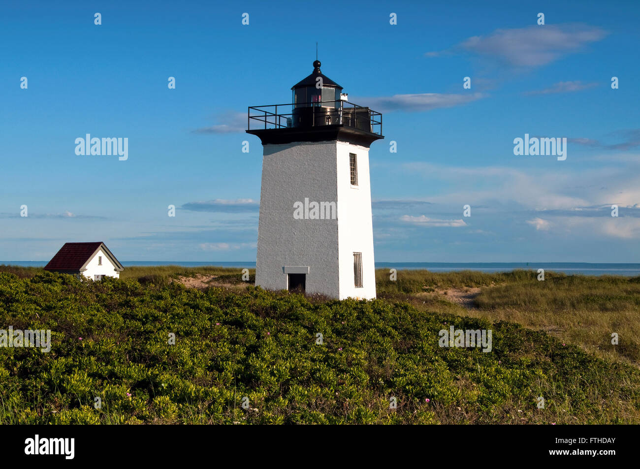 Wood End Lighthouse is a popular attraction for tourists, located at the end of Cape Cod, in Provincetown, Massachusetts. Stock Photo