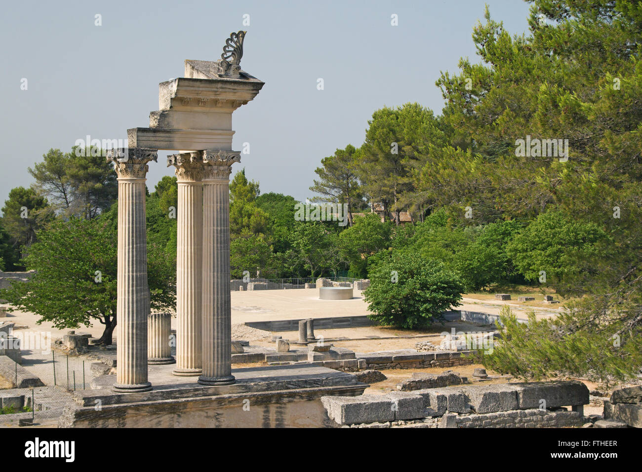 Glanum was an oppidum founded by a Celto-Ligurian people in the 6th century BCE. Stock Photo