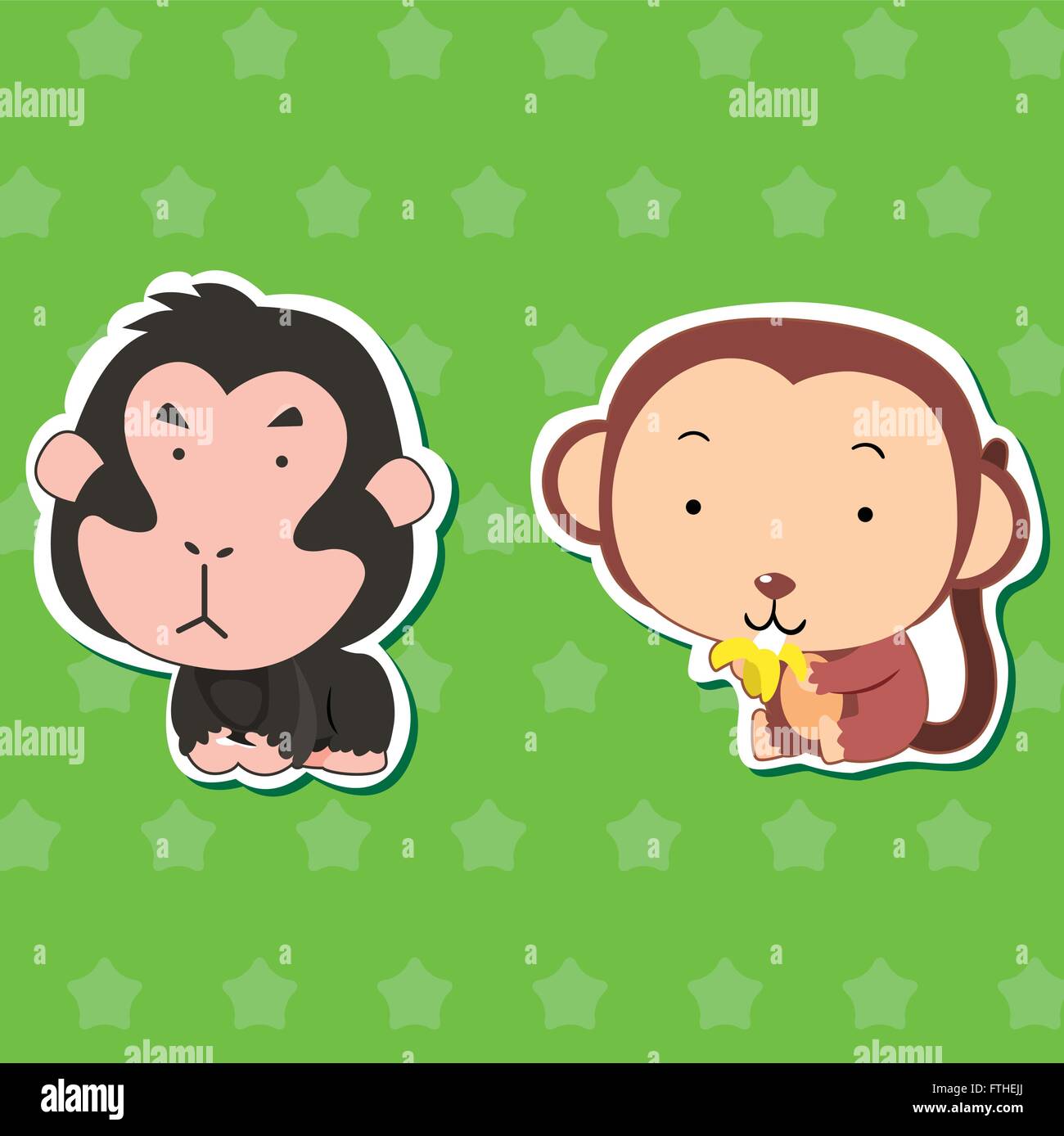 cute animal stickers with orangutan and monkey Stock Vector Image & Art -  Alamy