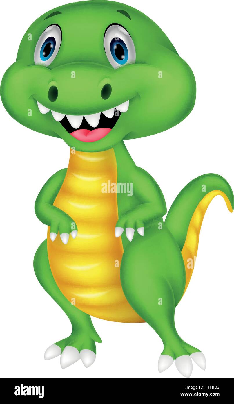 Cute green dinosaur cartoon Stock Vector Image & Art - Alamy