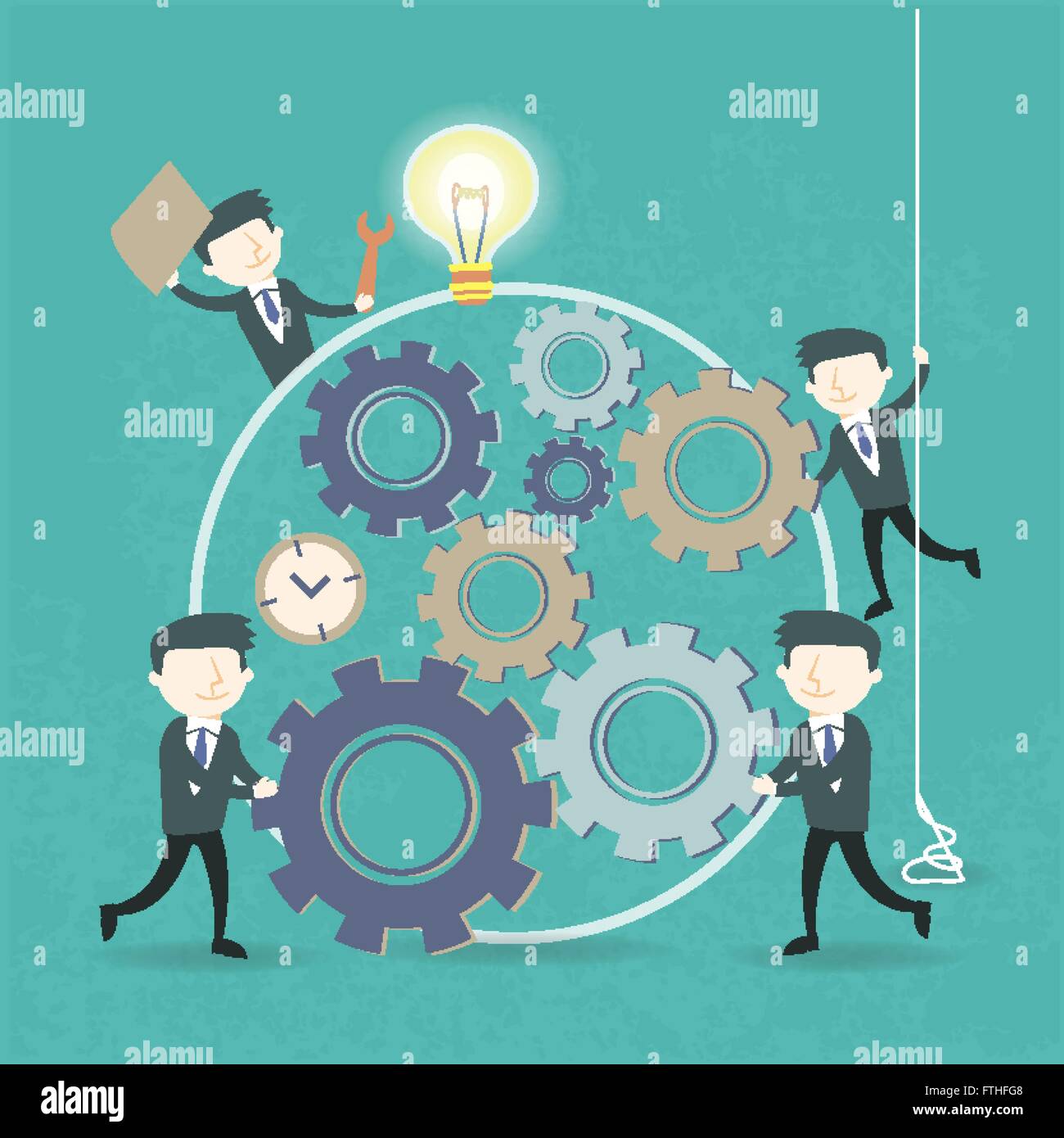 team work concept with cogwheel and businessmen elements Stock Vector ...