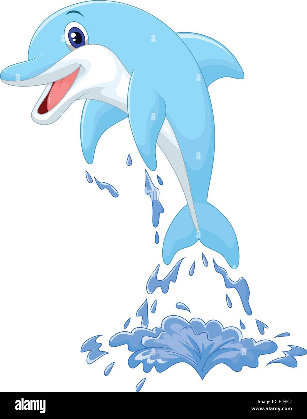 Cute cartoon dolphin jumping out of water Stock Vector Image & Art - Alamy