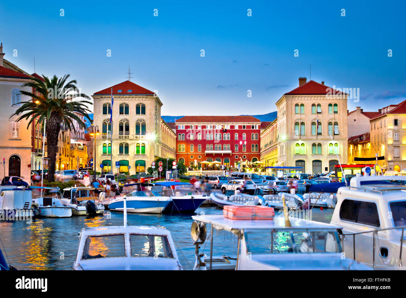 Prokurative square in Split evening colorful view, Dalmatia, Croatia Stock Photo