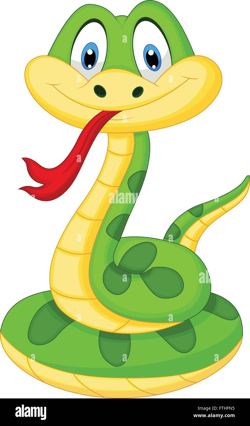 Cute green snake cartoon Stock Vector