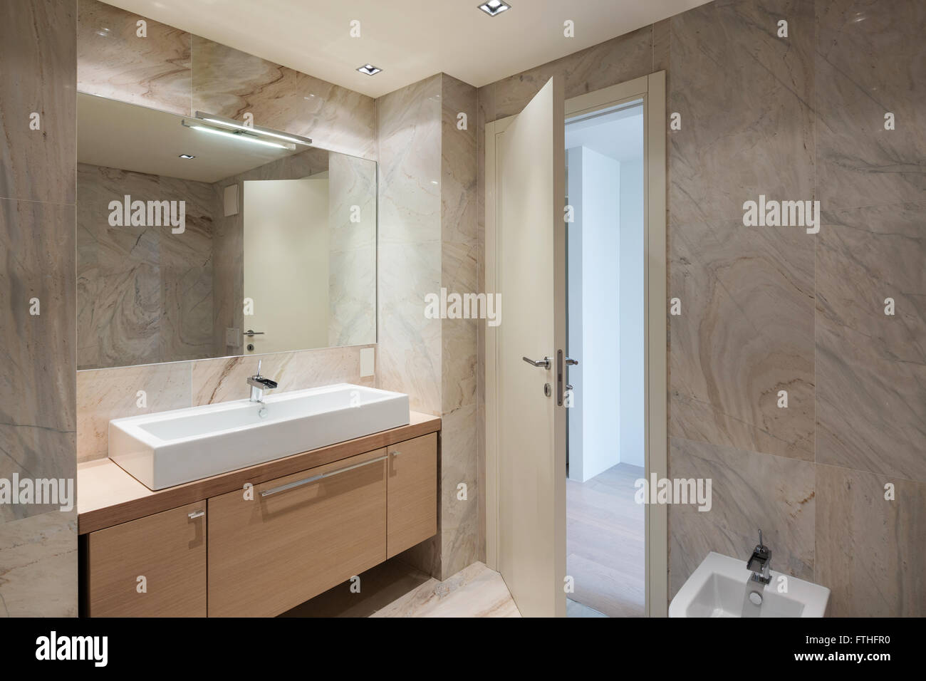 New House Inside The Marble Bathroom With Basin Modern