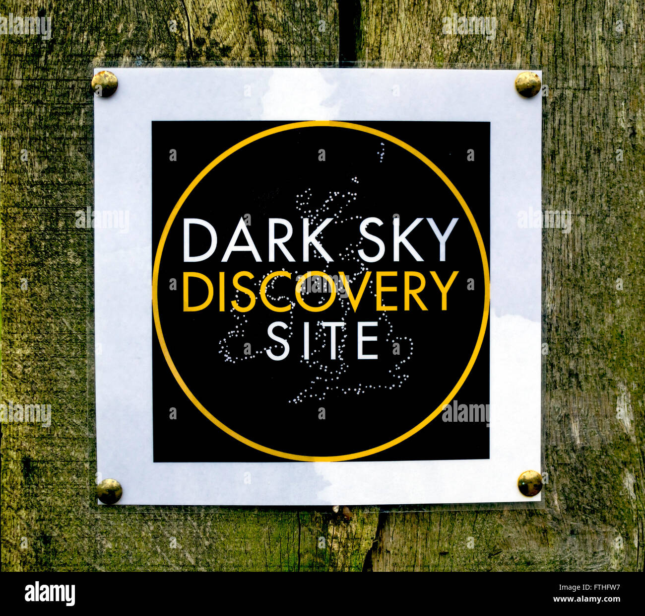 Notice at North Yorkshire Moors Centre showing that it has been designated a Dark Sky Discovery Site, suitable for astronomy Stock Photo