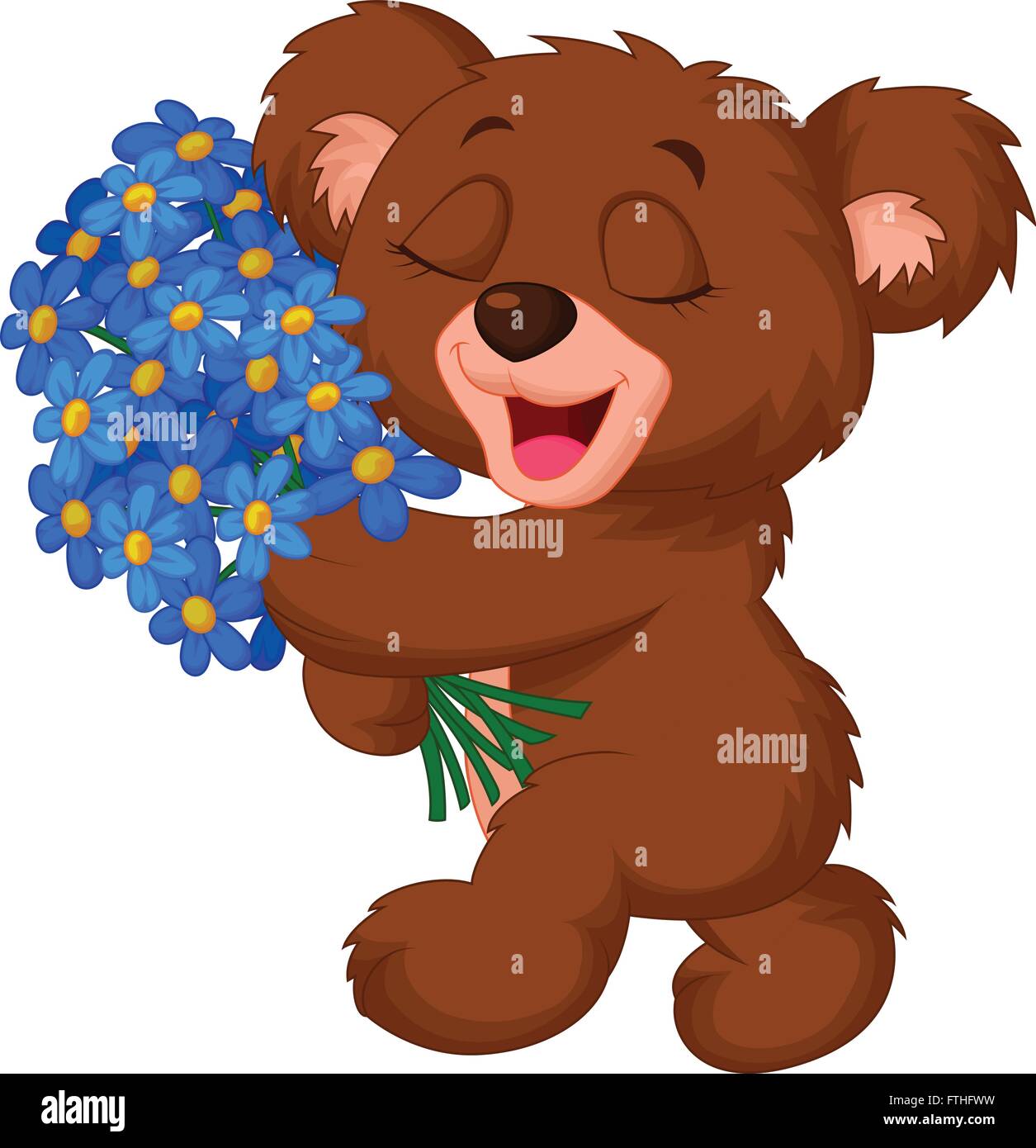 Cute little bear holding a bouquet Stock Vector Image & Art - Alamy