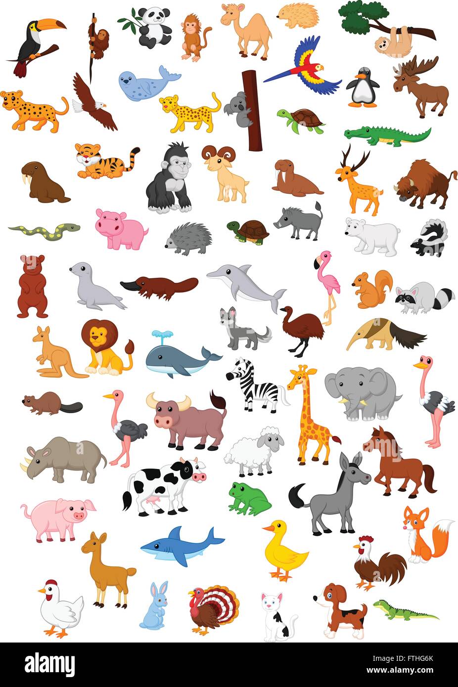 Illustration of big animal cartoon set Stock Vector