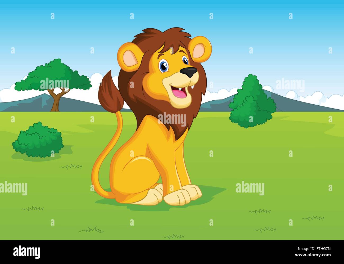 Lion cartoon in the savannah Stock Vector Image & Art - Alamy
