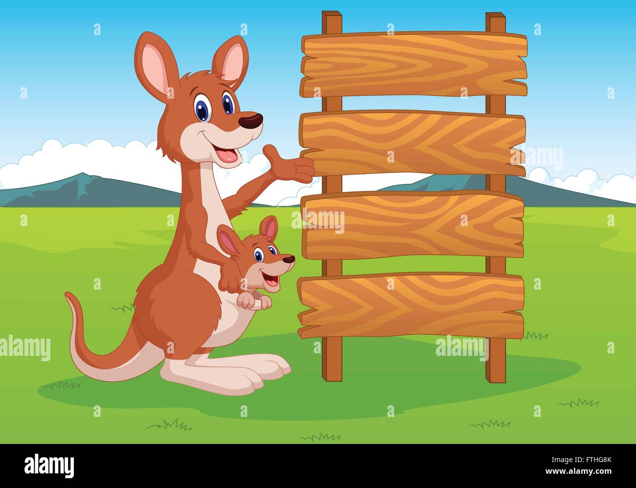 illustration of kangaroo and wooden sign Stock Vector Image & Art - Alamy