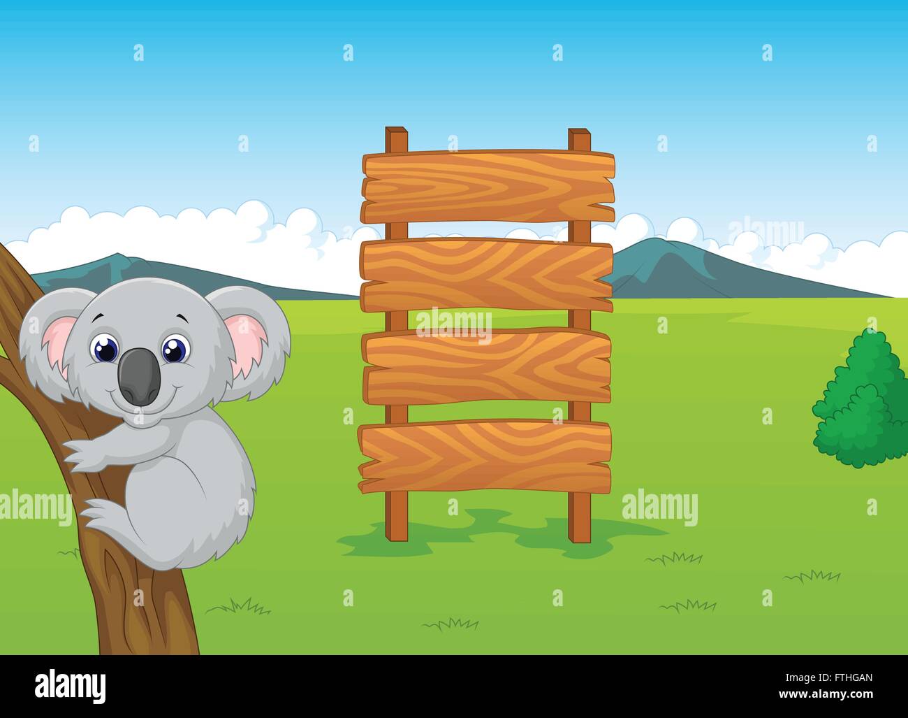 Koala cartoon with wooden sign Stock Vector Image & Art - Alamy