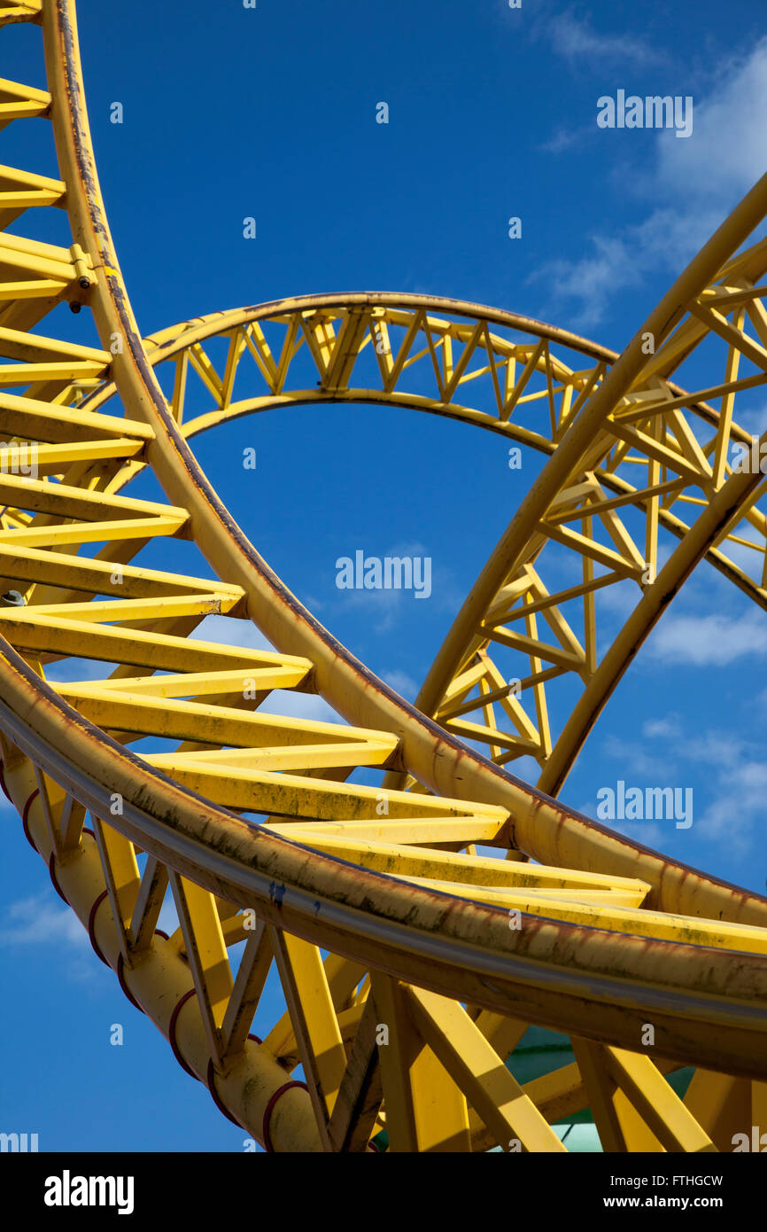 Looping rollercoaster track Stock Photo