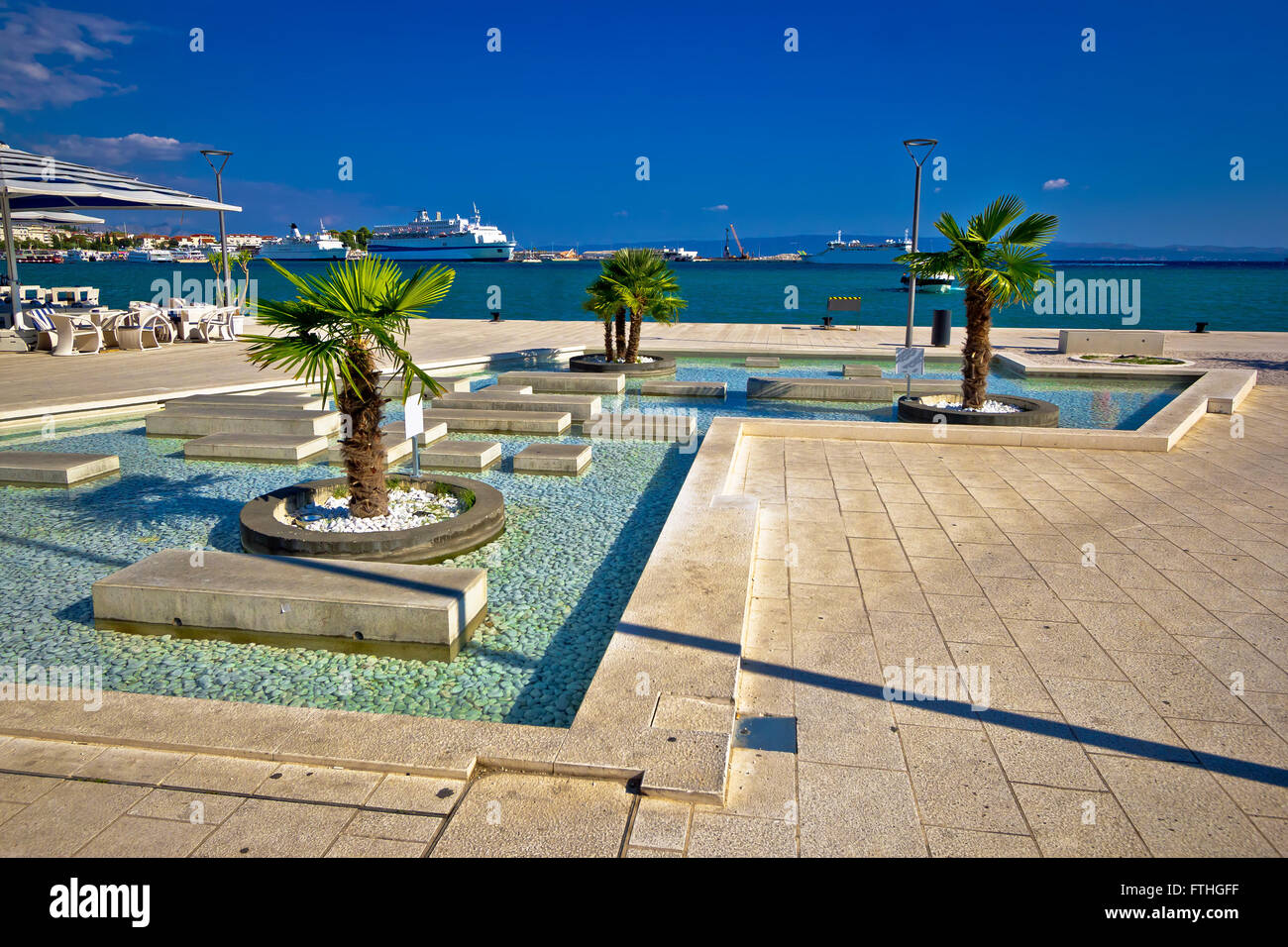 Split new west coast waterfront view, Dalmatia, Croatia Stock Photo