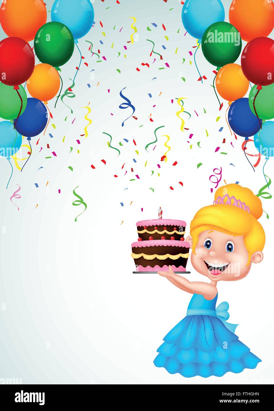 Little girl with birthday cake Stock Vector Image & Art - Alamy
