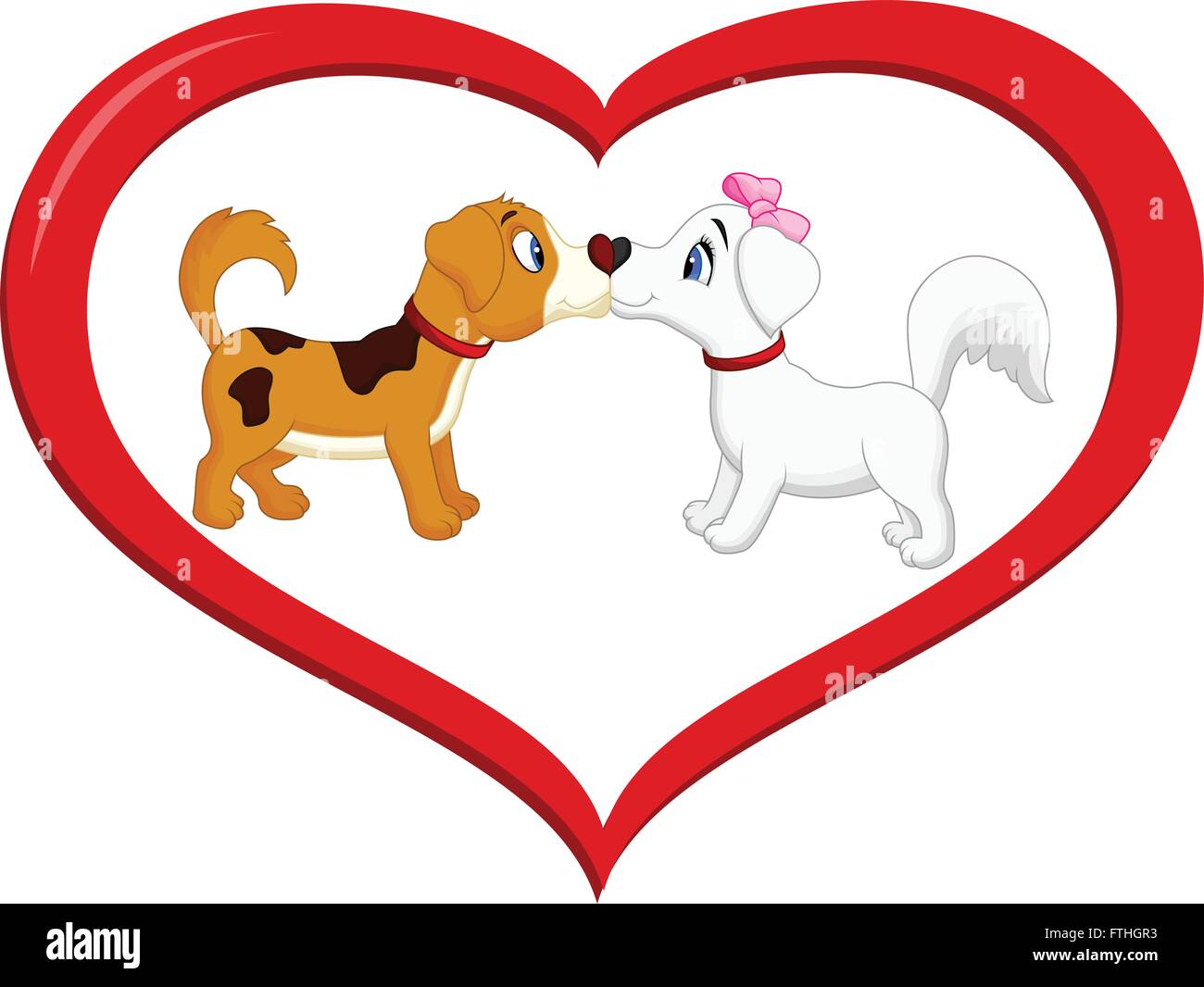 Cute cartoon dog kissing each other Stock Vector