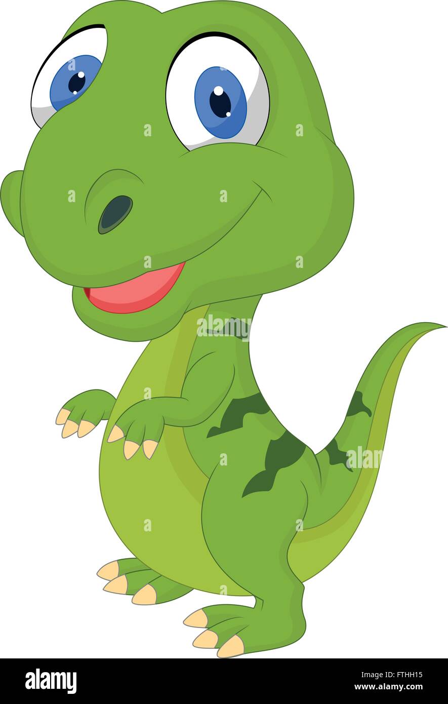 Cute Green Dinosaur Cartoon Stock Vector - Illustration of hunter