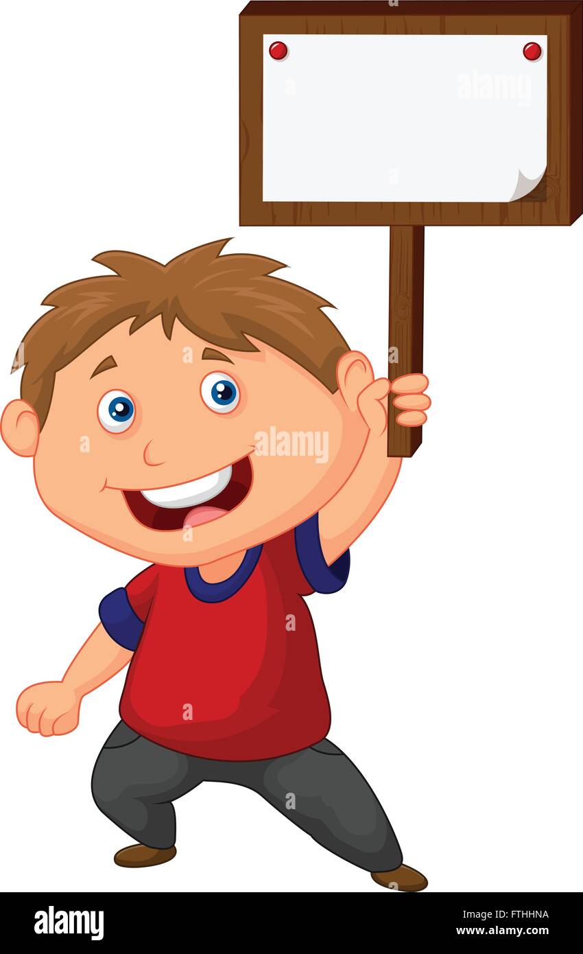 little boy holding blank sign Stock Vector Image & Art - Alamy