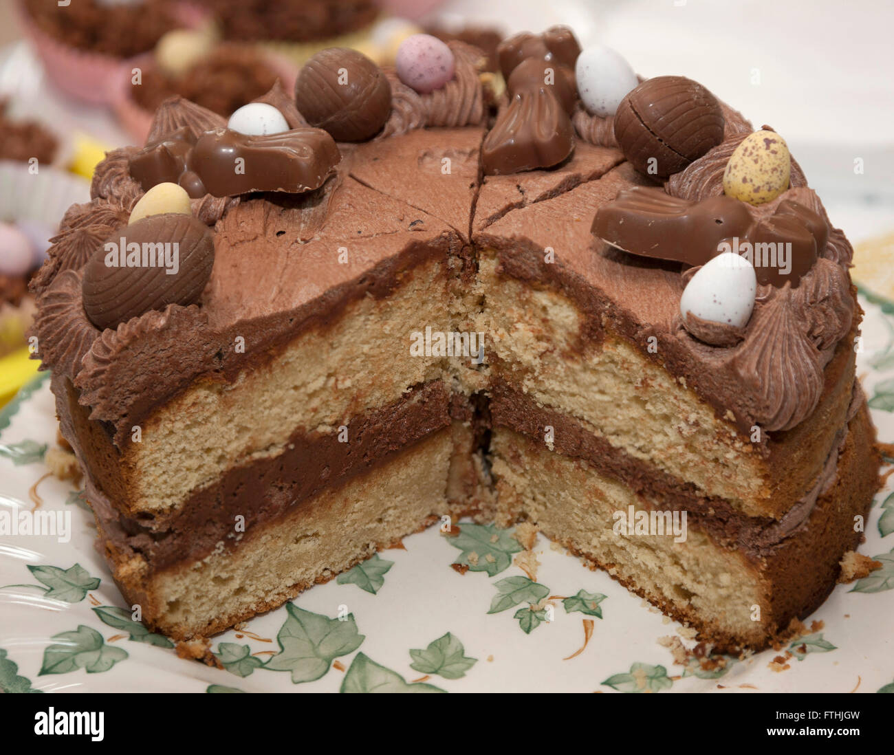 Chocolate Easter layer cake Stock Photo Alamy