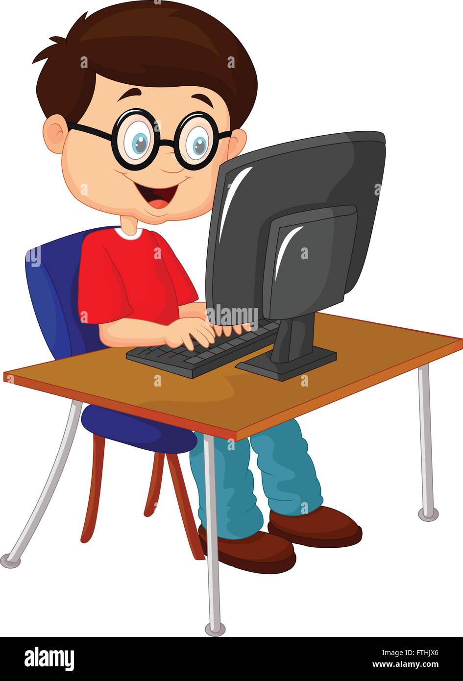 Kid with personal computer Stock Vector Image & Art Alamy
