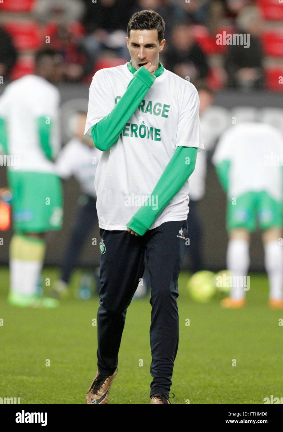 Rennes - February 4: Vincent Pajot AS Saint Etienne to echauffement during the match between Stock Photo