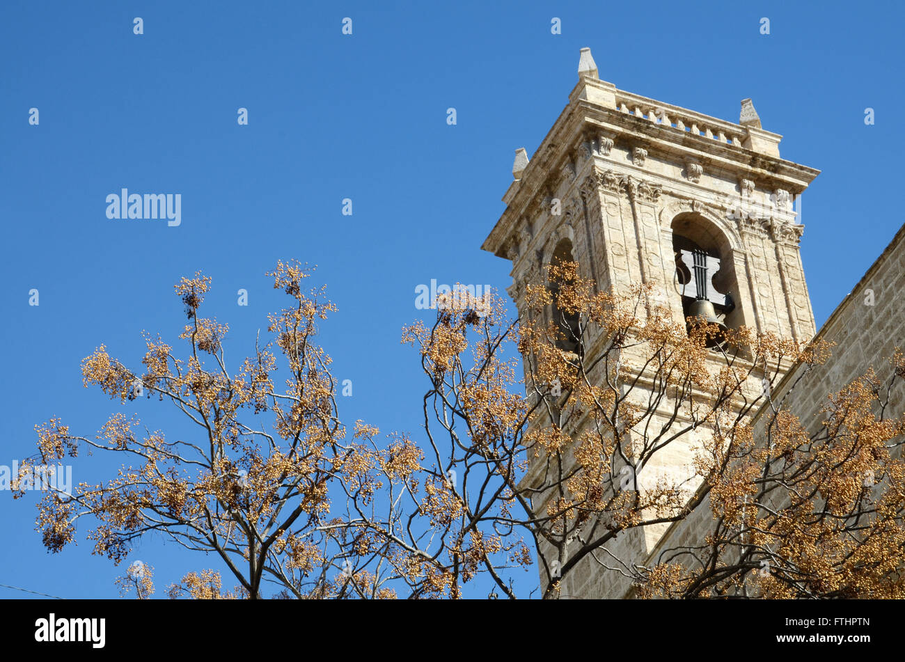 tower of Iglesia de San Martín Obispo y San Antonio Abad, Valencia Spain Stock Photo