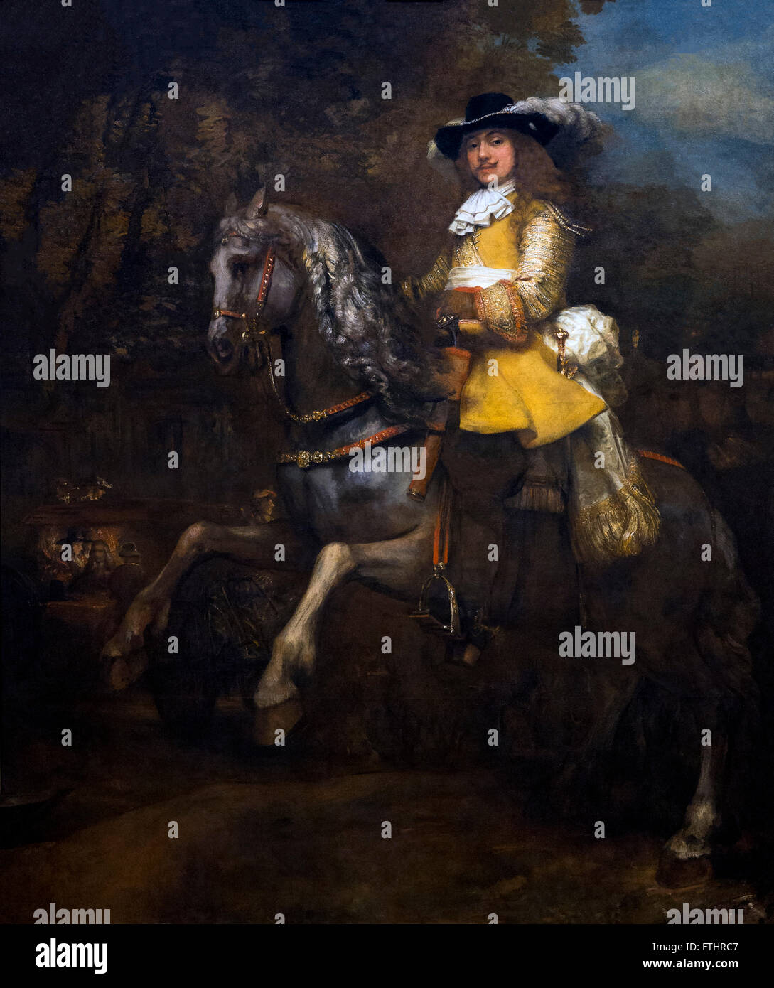 Portrait of Frederick Rihel on Horseback, by Rembrandt, circa 1663, Stock Photo