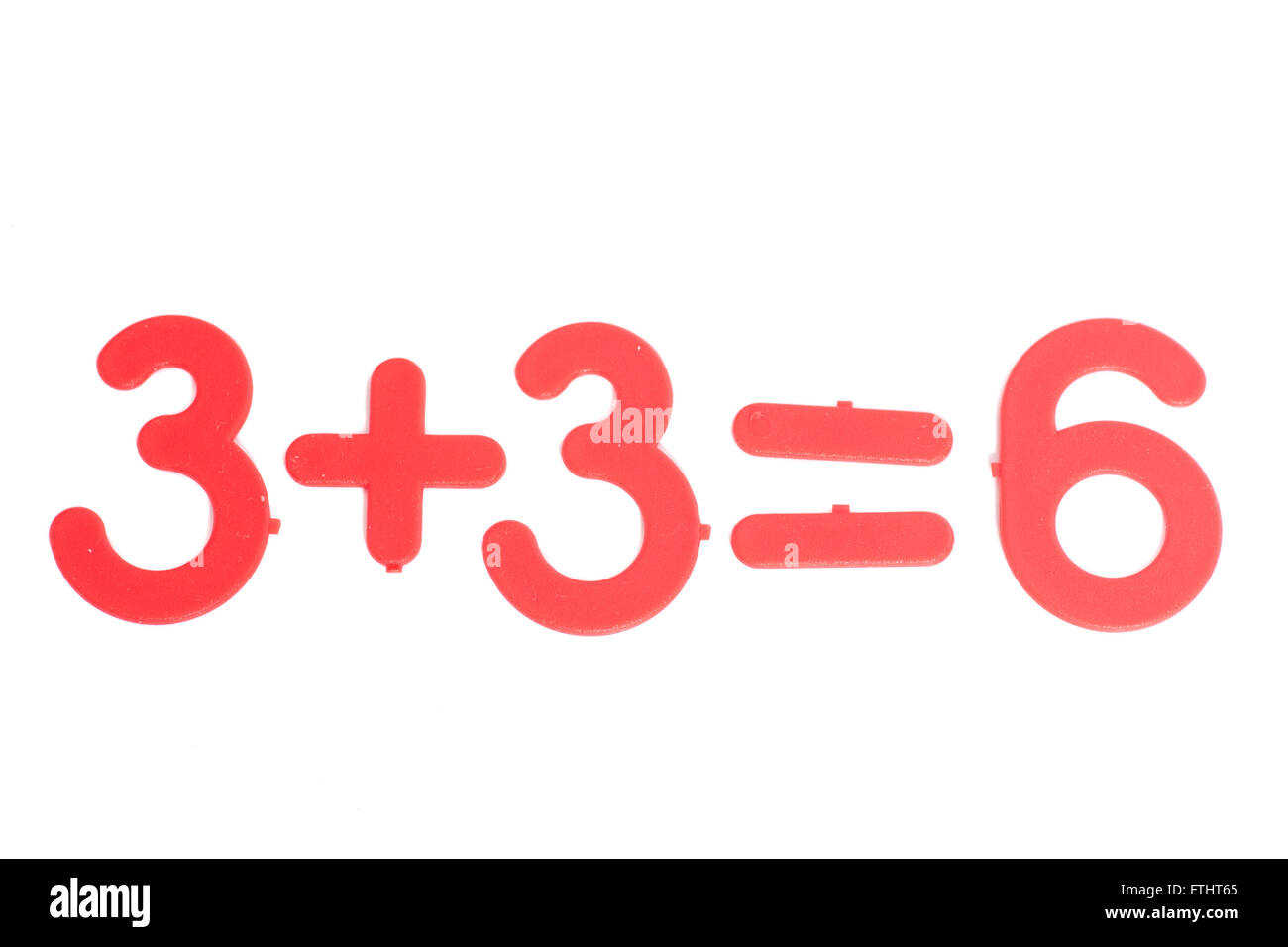 Colorful plastic numbers.Formula 3+3=6 on the white background Stock Photo Alamy