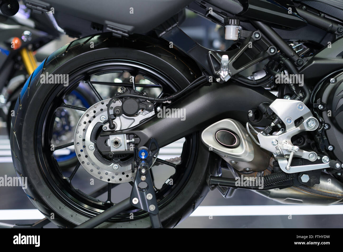 Disc brake of motorcycle's rear wheel Stock Photo Alamy