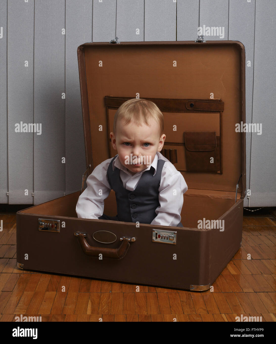 little funny boy in suitcase Stock Photo Alamy