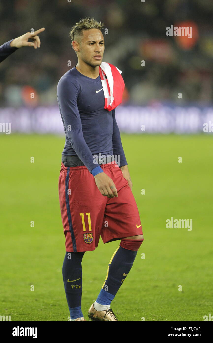 Barcelona, Spain, January 27, 2016: King Cup Neymar jr actio during the  match between FC Barcelona - Atlético Bilbao Stock Photo - Alamy