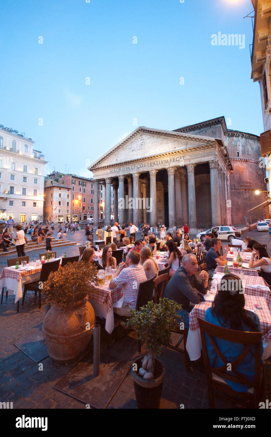 Italy, Lazio, Rome, Piazza della Rotonda Square, Restaurant background Pantheon Stock Photo